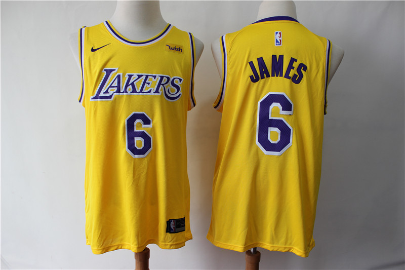 Men Los Angeles Lakers #6 James yellow game NBA Nike Jerseys